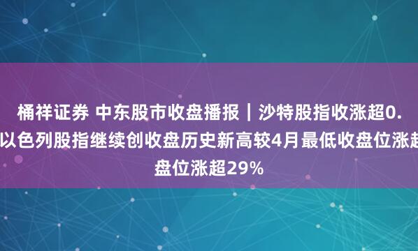 桶祥证券 中东股市收盘播报｜沙特股指收涨超0.6%，以色列股指继续创收盘历史新高较4月最低收盘位涨超29%